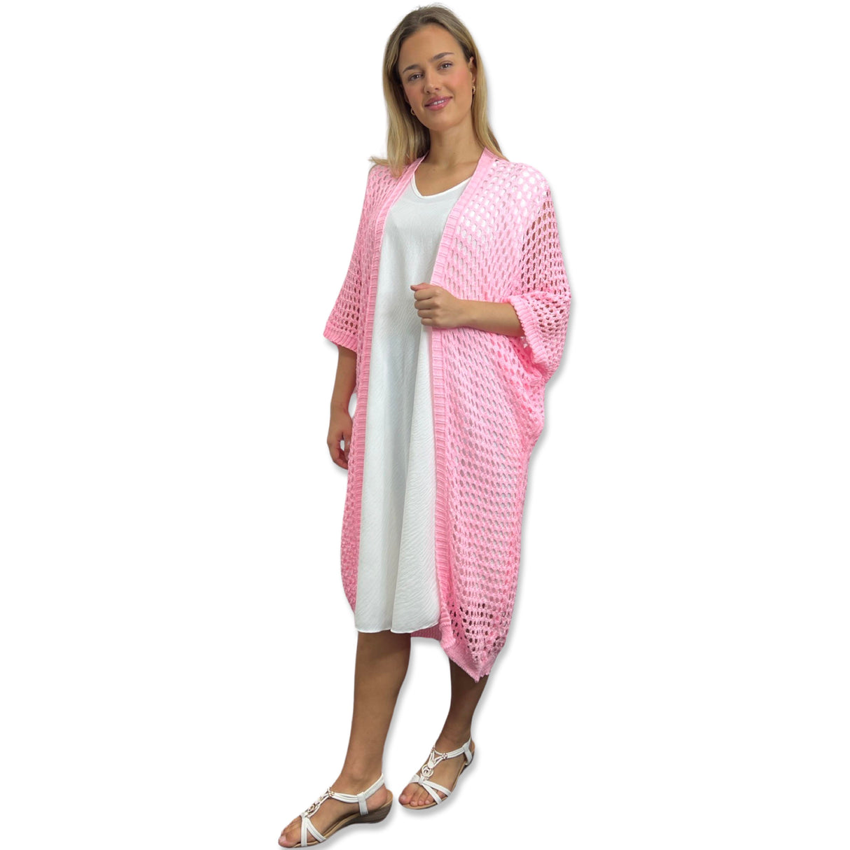 Loose fit Crochet Knitted Cocoon Shape Long Cotton Cardigan