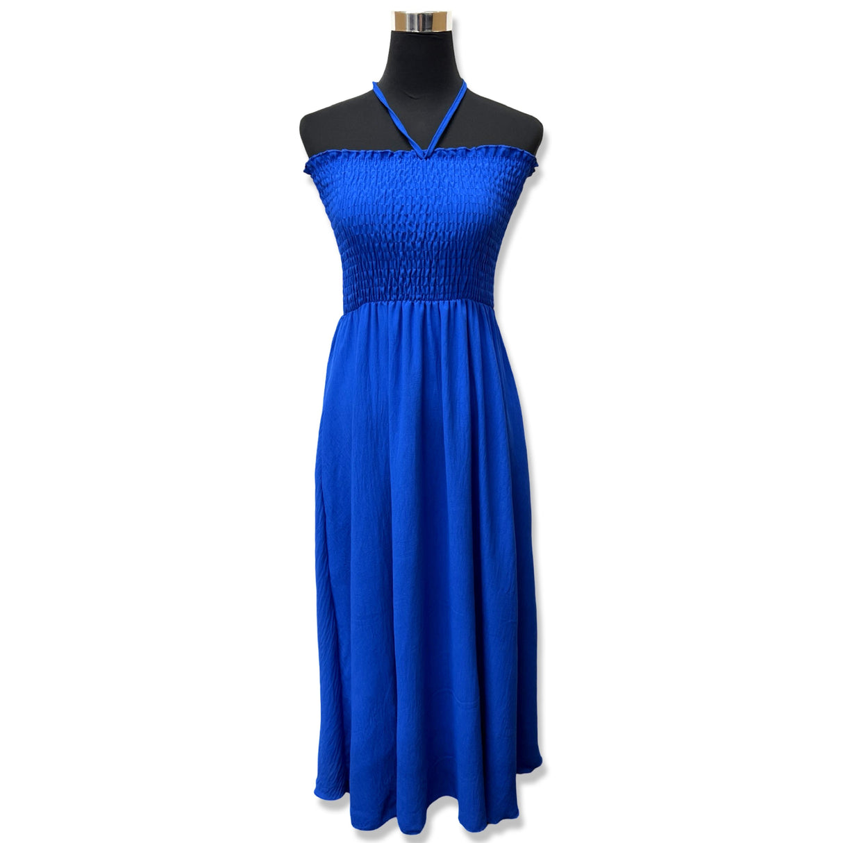 LADIES BACK TIED MAXI DRESS SMOCK SUPER STRETCHY