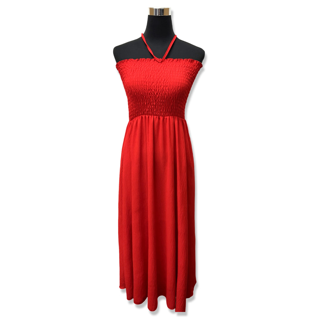 LADIES BACK TIED MAXI DRESS SMOCK SUPER STRETCHY