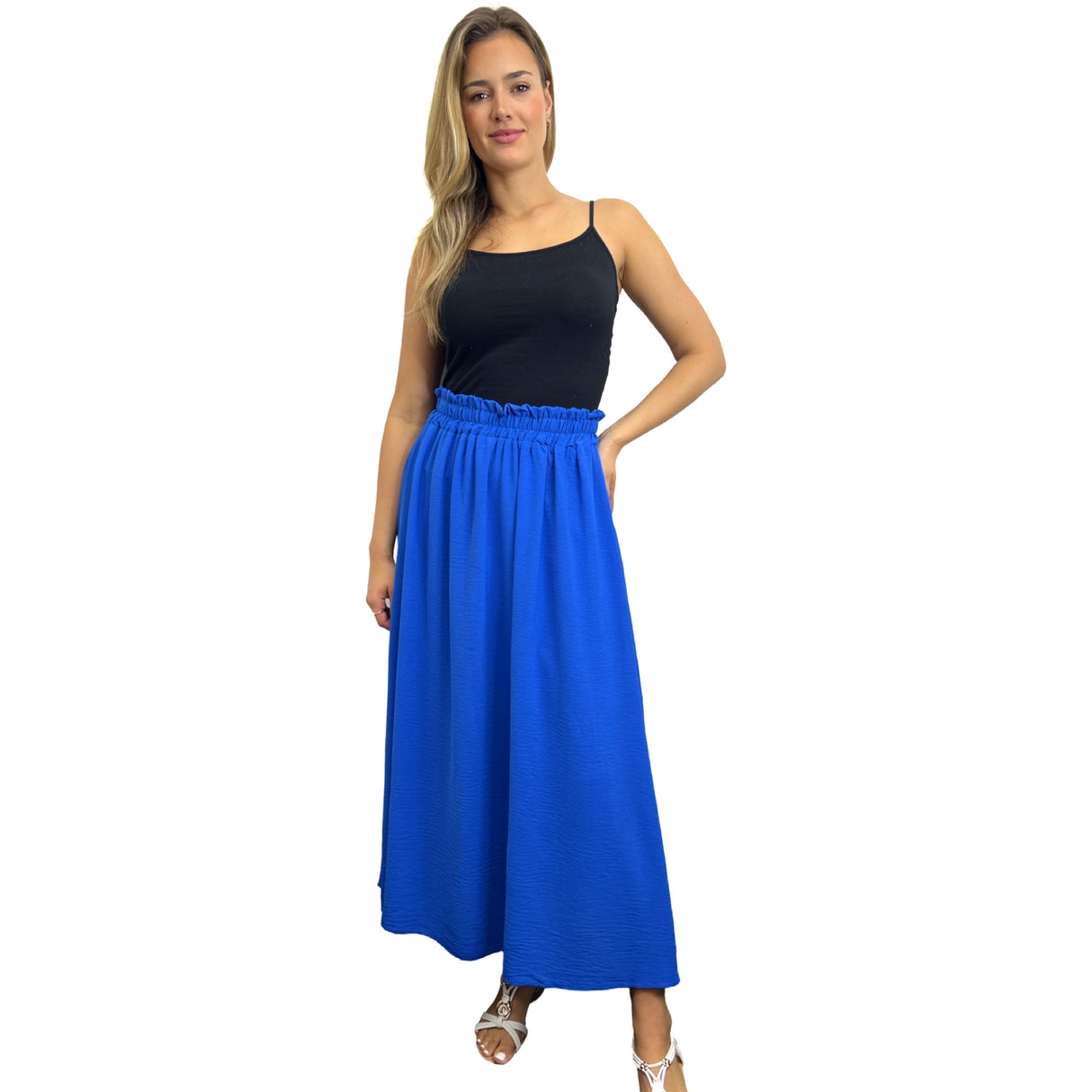 MAXI SKIRT ANTI-ROLLING MID RUFFLE WAISTED SUPER SWING MINIMALIST