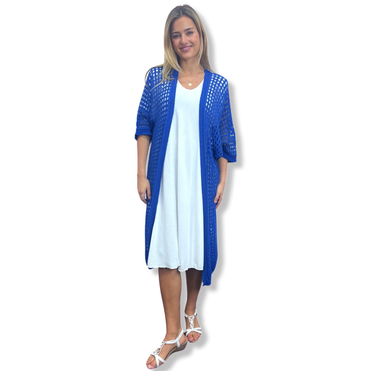 Loose fit Crochet Knitted Cocoon Shape Long Cotton Cardigan