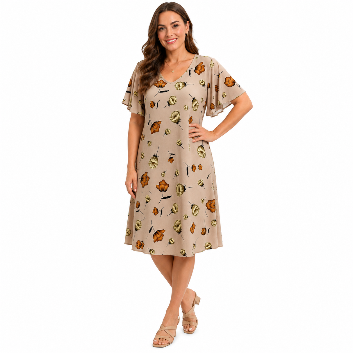 Women's Sparkle Floral Midi Dress - UK Size 12-22