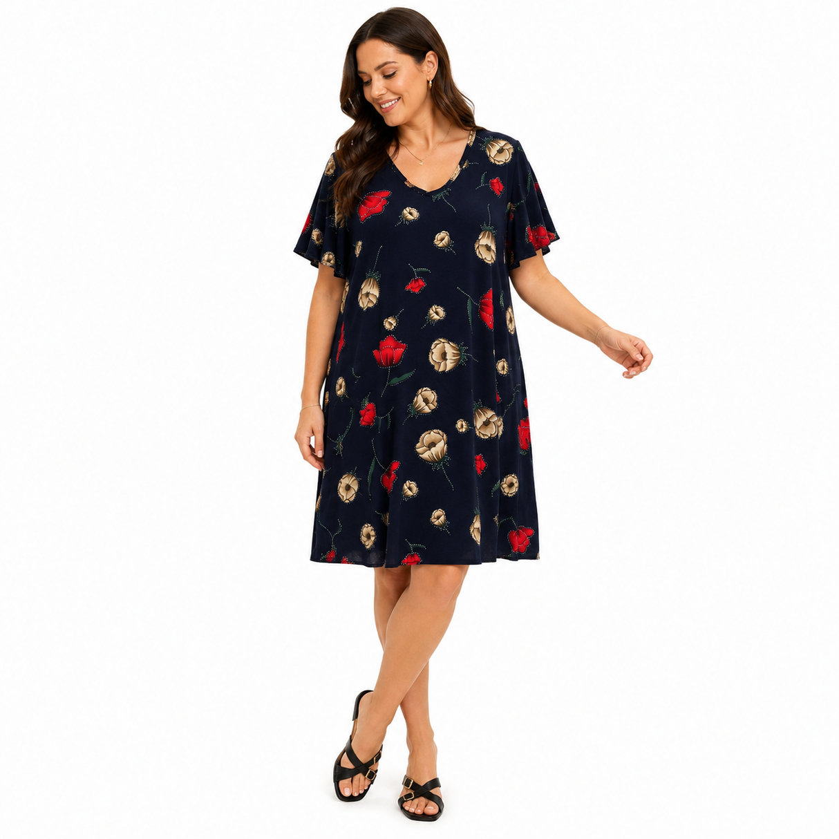 Women's Sparkle Floral Midi Dress - UK Size 12-22