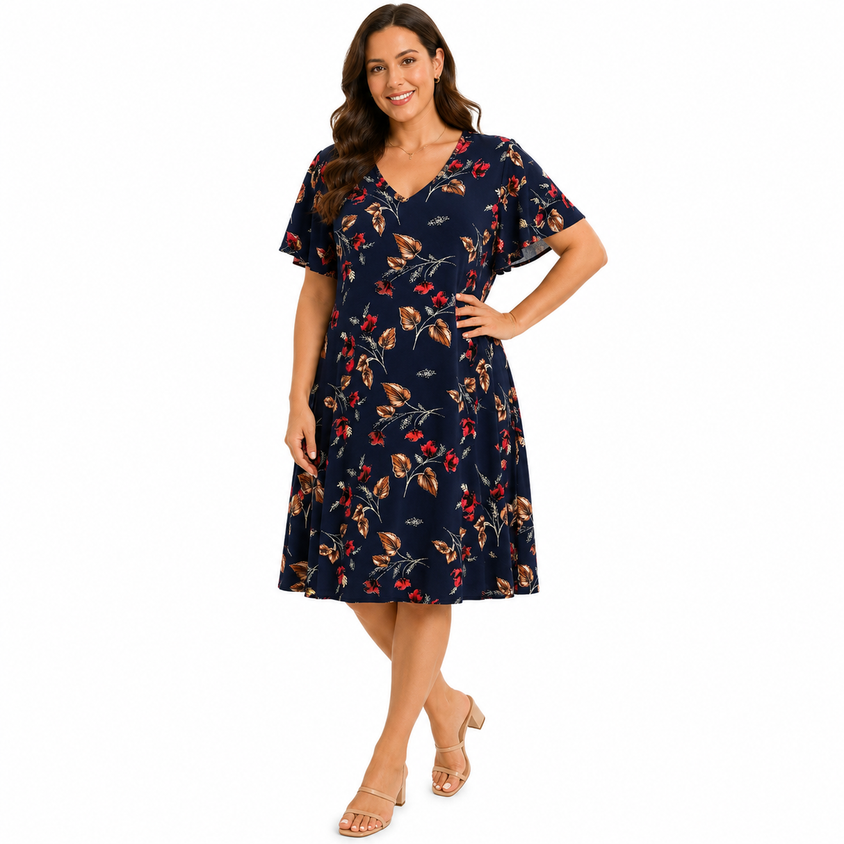 Women's Sparkle Floral Midi Dress - UK Size 12-22