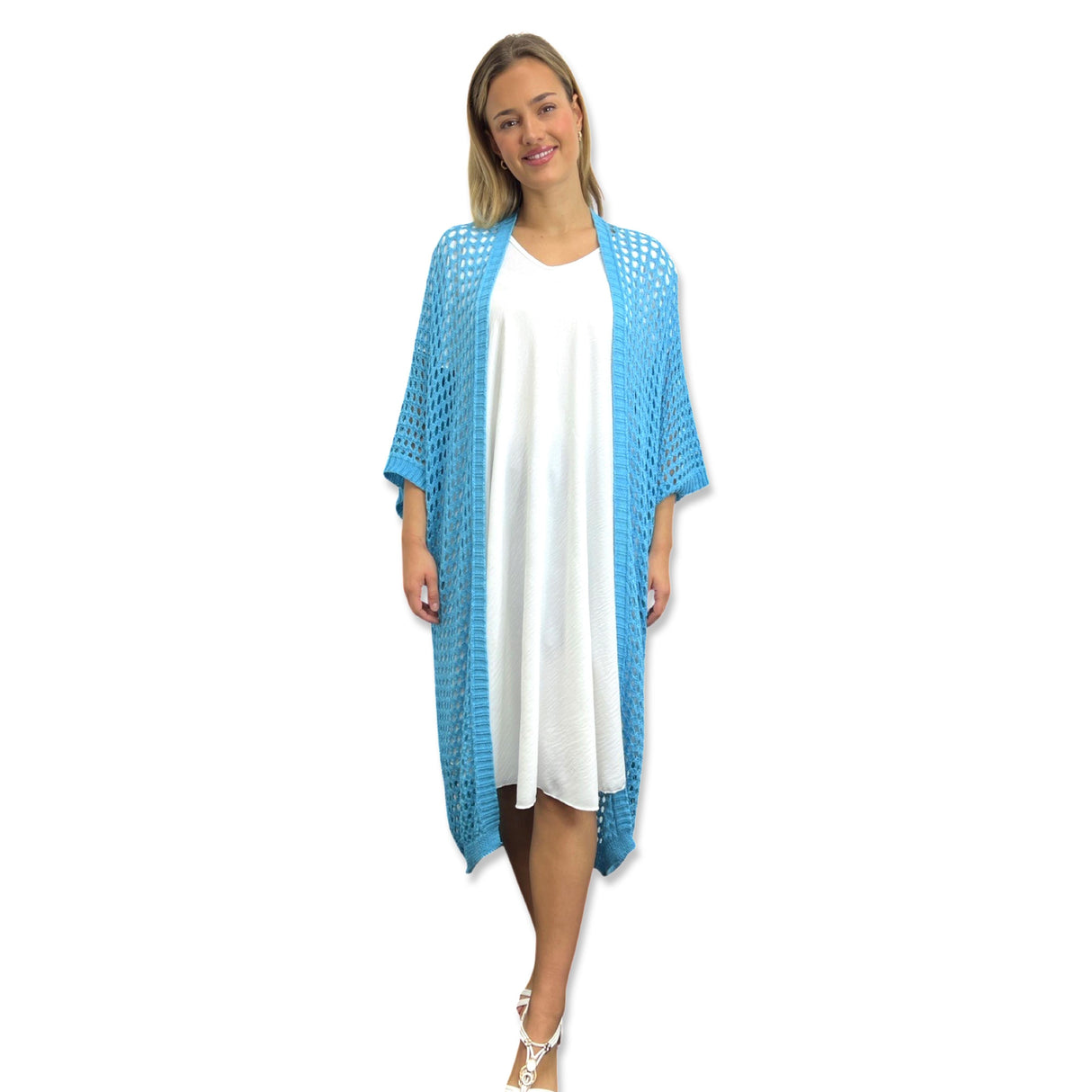 Loose fit Crochet Knitted Cocoon Shape Long Cotton Cardigan