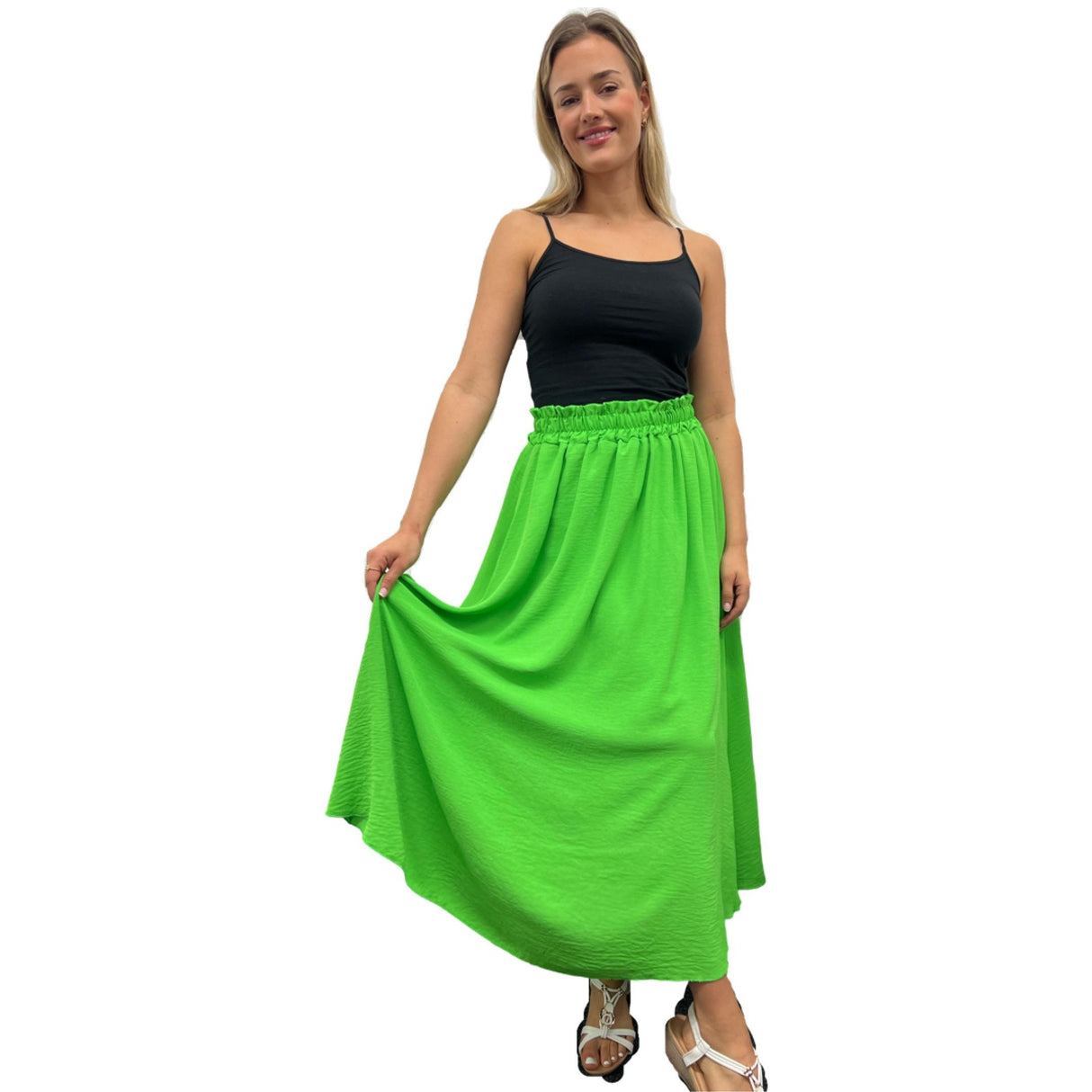 MAXI SKIRT ANTI-ROLLING MID RUFFLE WAISTED SUPER SWING MINIMALIST