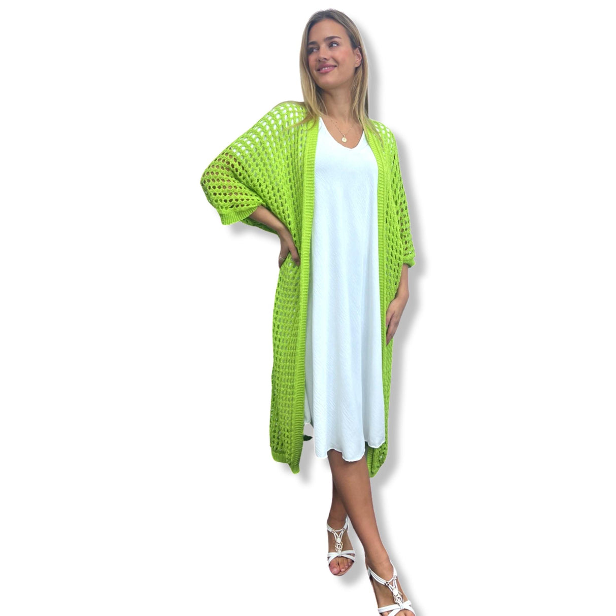 Loose fit Crochet Knitted Cocoon Shape Long Cotton Cardigan