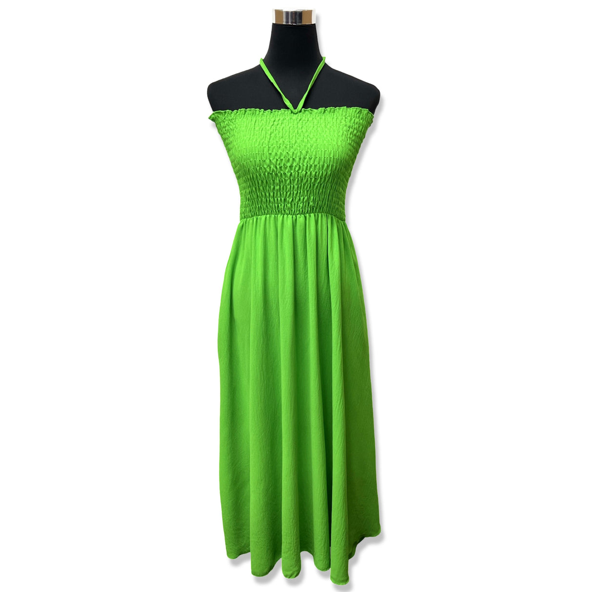 LADIES BACK TIED MAXI DRESS SMOCK SUPER STRETCHY