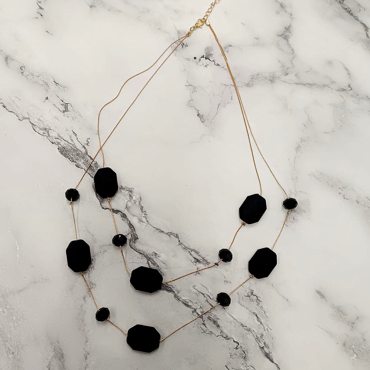 Bold Coral Faceted Bead Layered Necklace