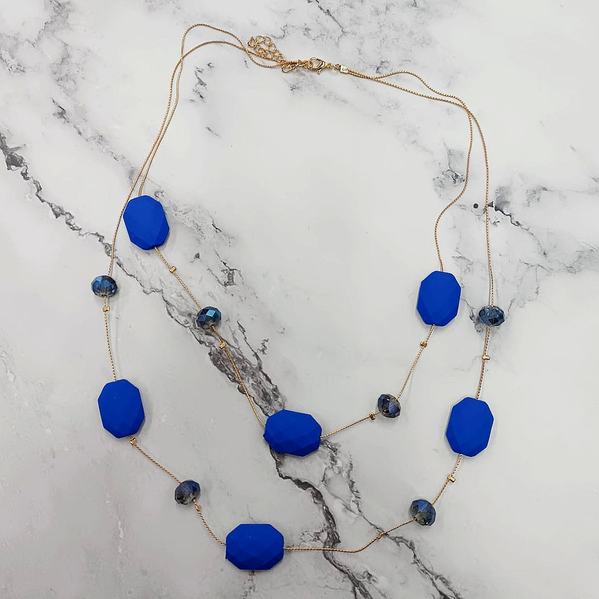 Bold Coral Faceted Bead Layered Necklace