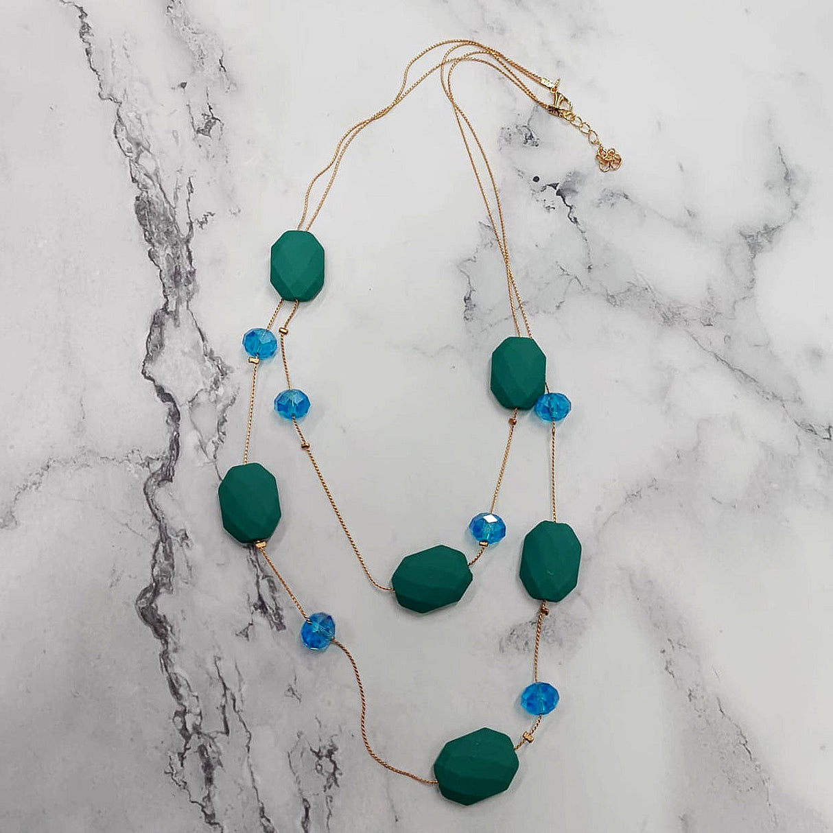 Bold Coral Faceted Bead Layered Necklace