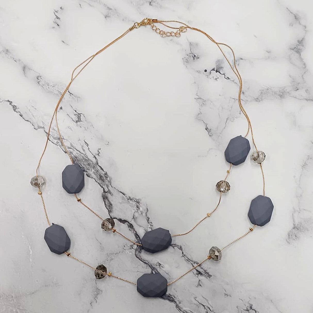 Bold Coral Faceted Bead Layered Necklace