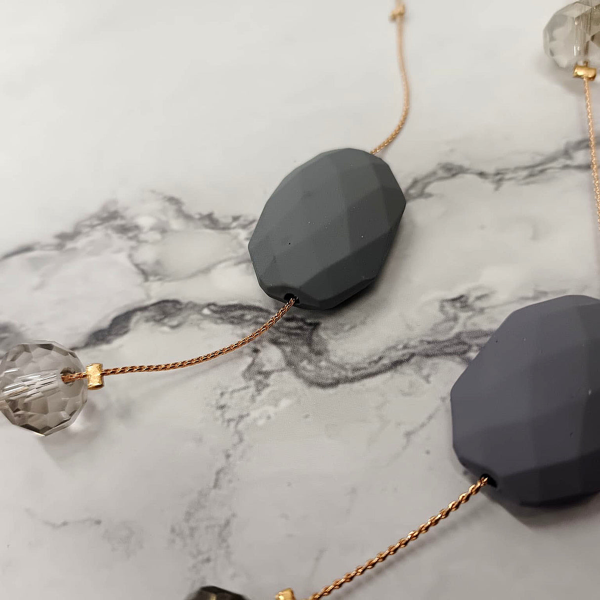 Bold Coral Faceted Bead Layered Necklace