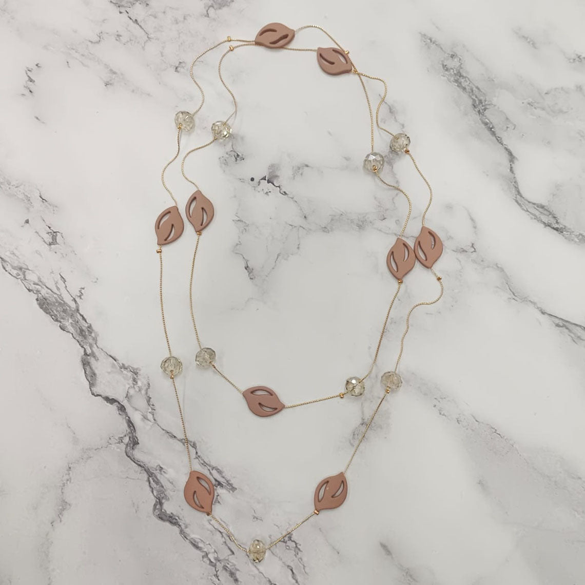 Crimson Petal Bead Double-Layer Necklace