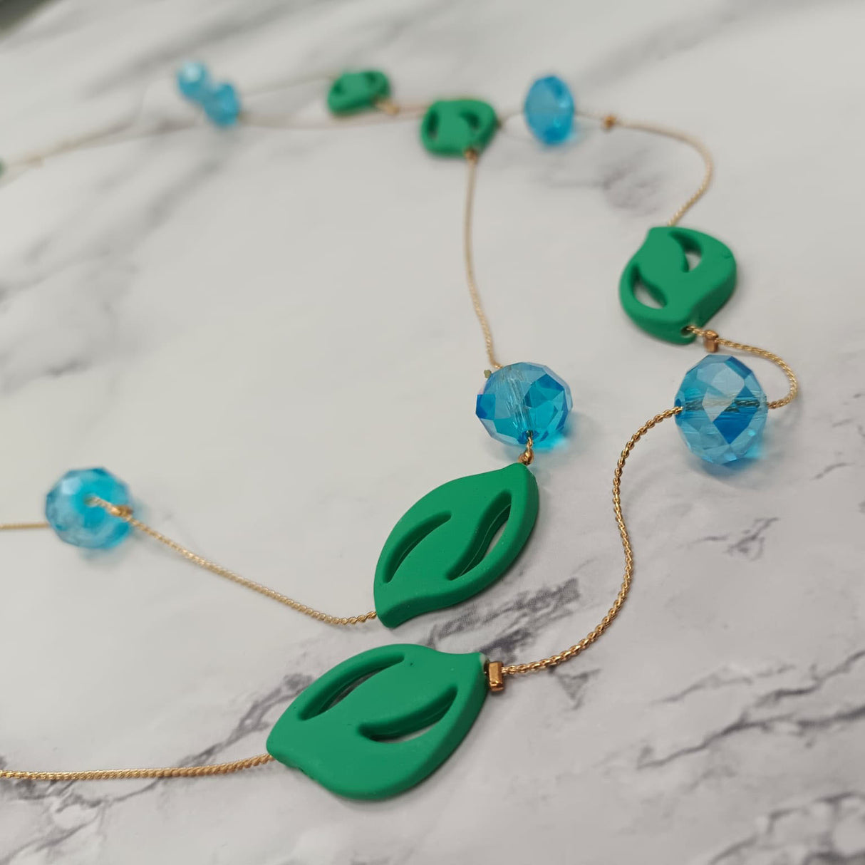 Crimson Petal Bead Double-Layer Necklace