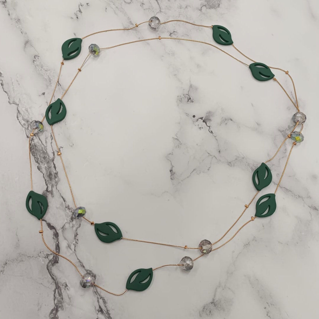 Crimson Petal Bead Double-Layer Necklace