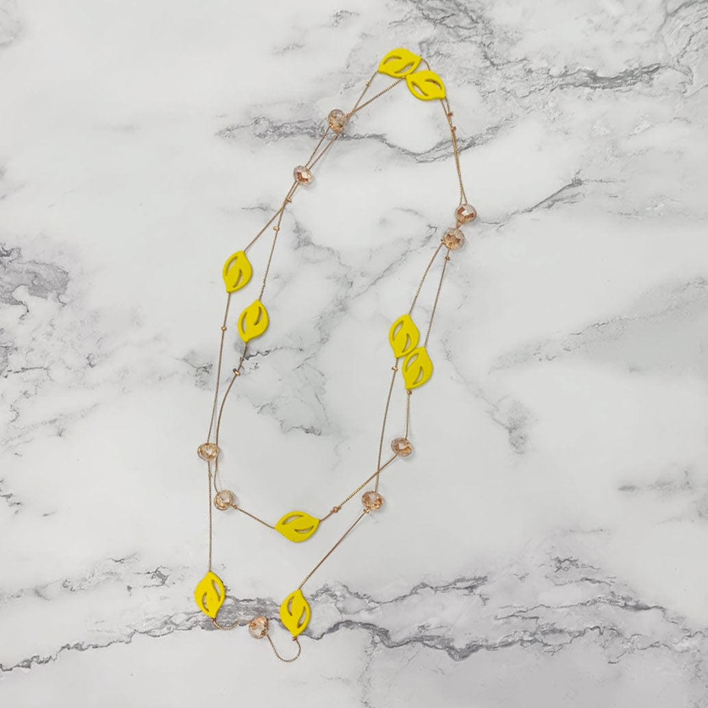 Crimson Petal Bead Double-Layer Necklace