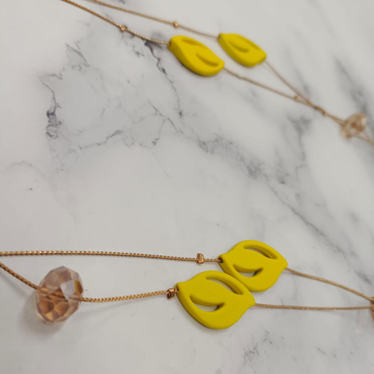 Crimson Petal Bead Double-Layer Necklace