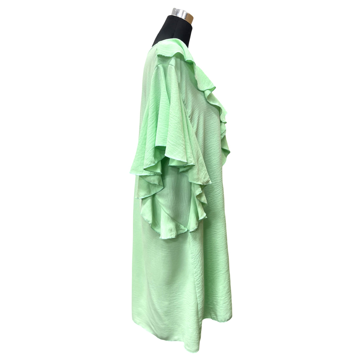 RUFFLE MIDI DRESS V-NECK BUTTERFLY RUFFLE HEM SUPER SWING MIDI DRESS