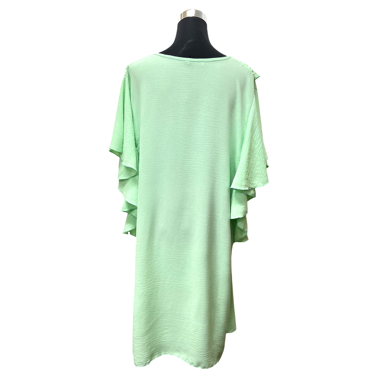 RUFFLE MIDI DRESS V-NECK BUTTERFLY RUFFLE HEM SUPER SWING MIDI DRESS