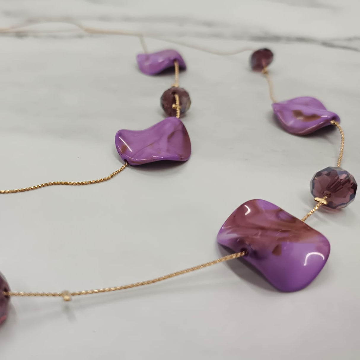 Violet Wave Double-Layer Necklace