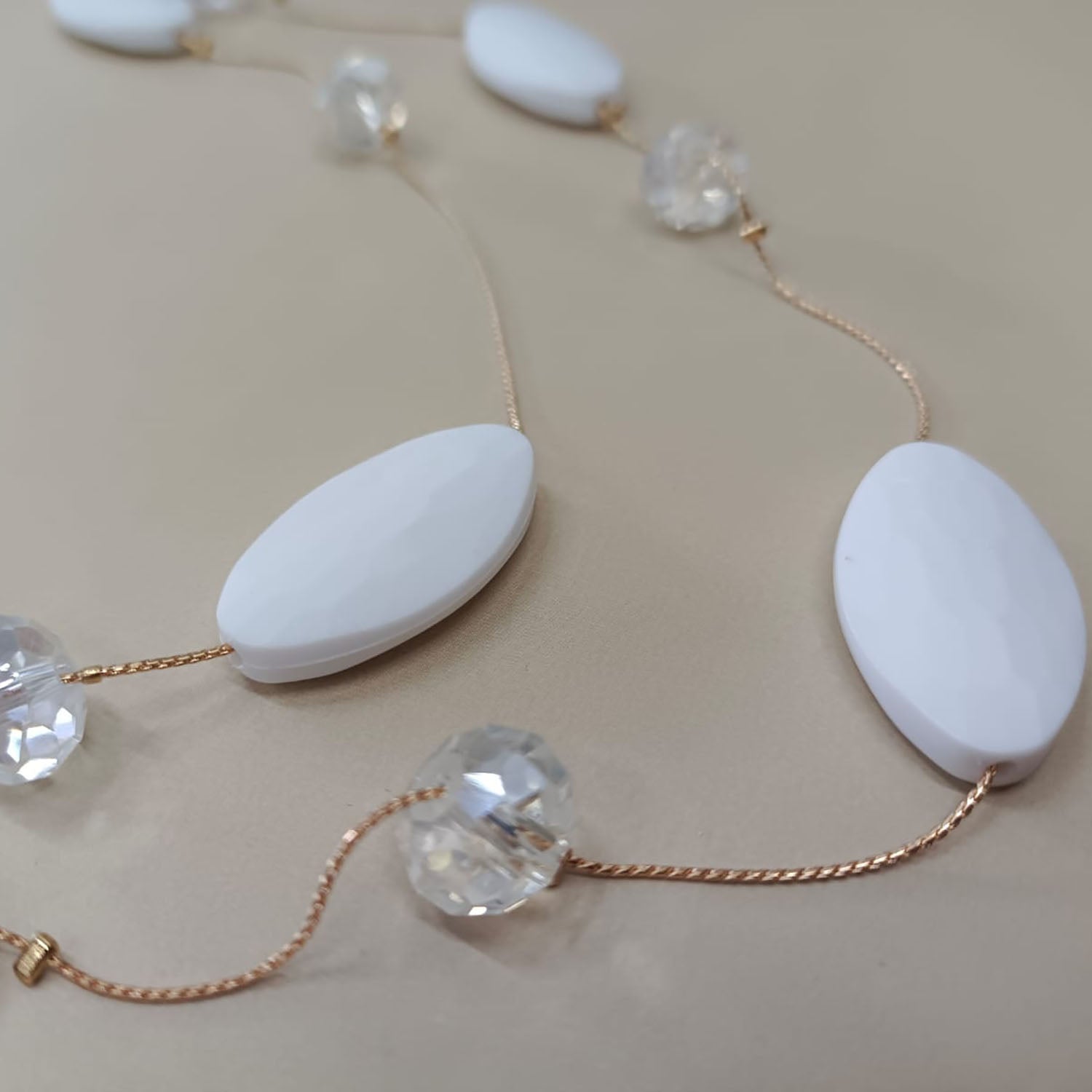 Faceted Oval Bead Double-Layer Necklace