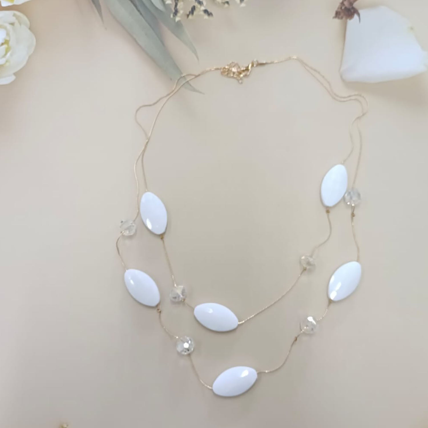 Faceted Oval Bead Double-Layer Necklace