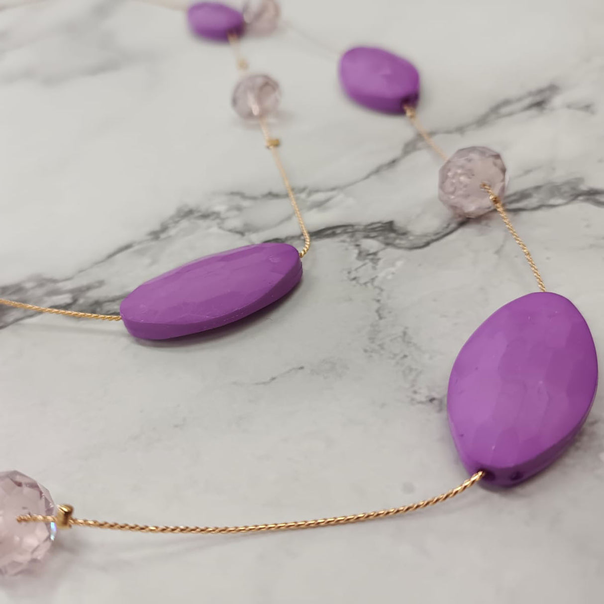 Faceted Oval Bead Double-Layer Necklace