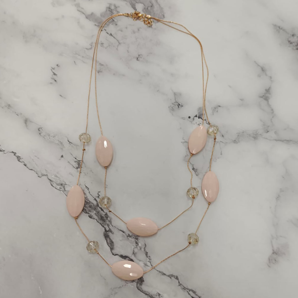 Faceted Oval Bead Double-Layer Necklace