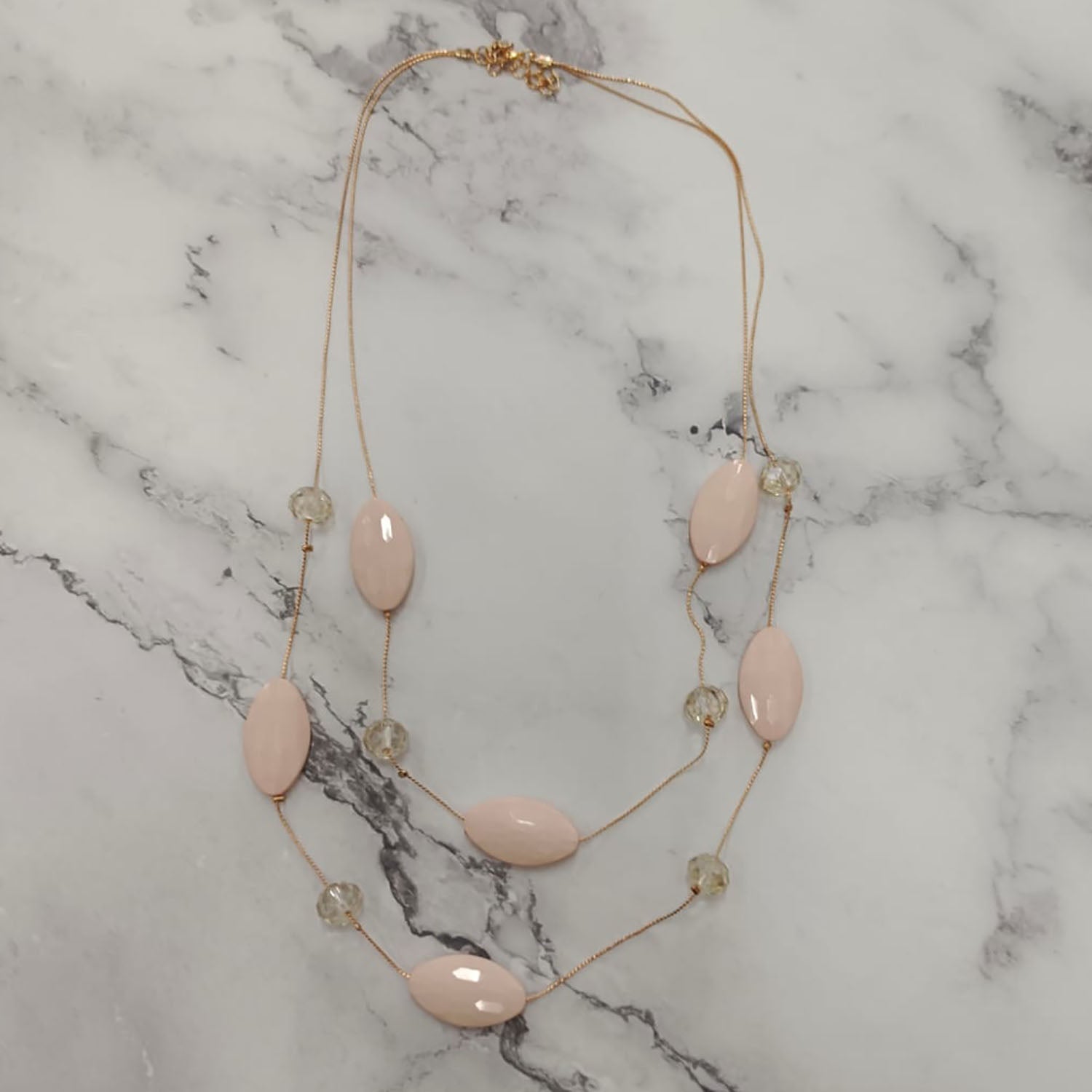 Faceted Oval Bead Double-Layer Necklace