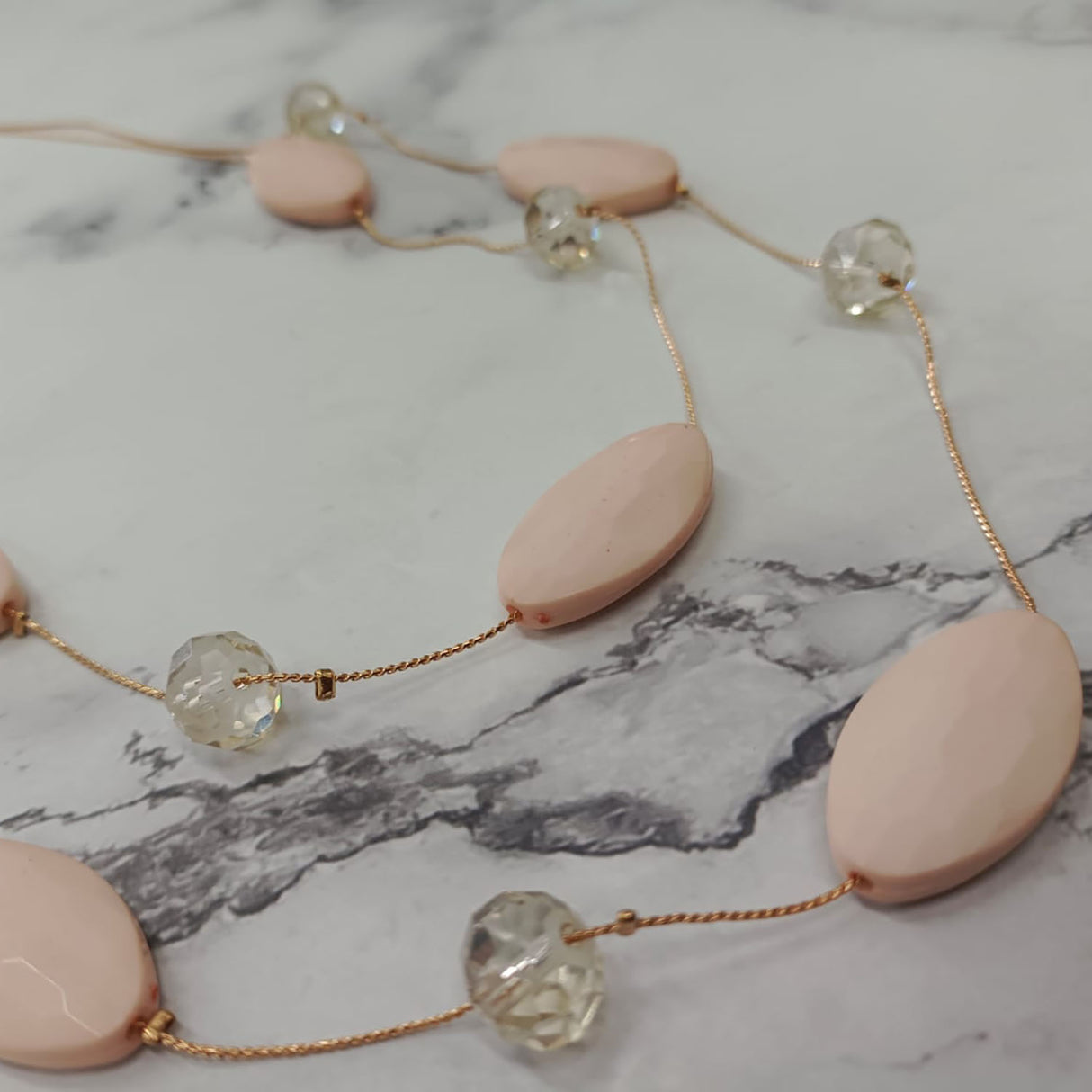 Faceted Oval Bead Double-Layer Necklace