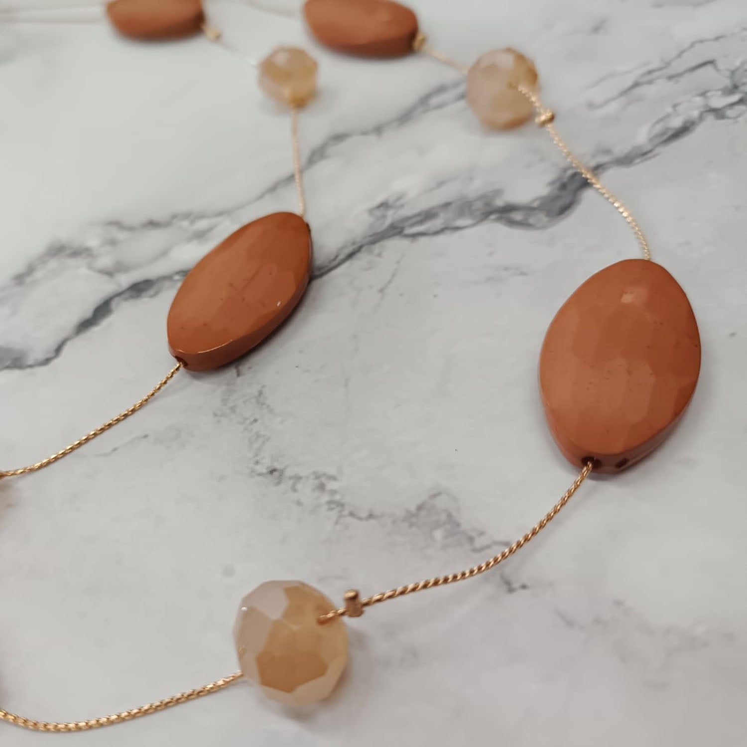 Faceted Oval Bead Double-Layer Necklace