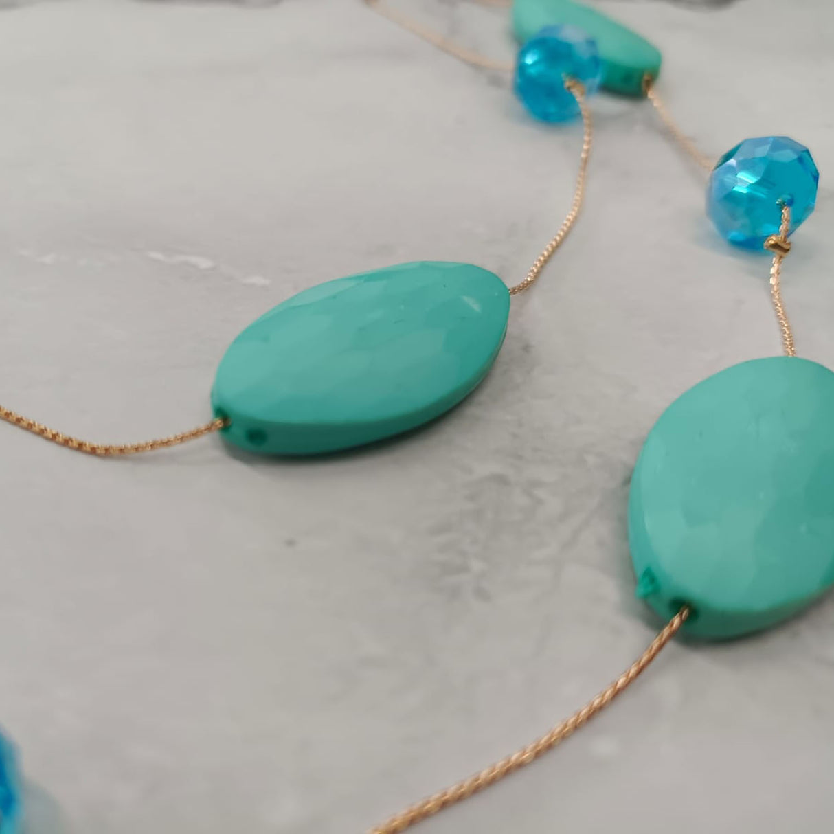 Faceted Oval Bead Double-Layer Necklace