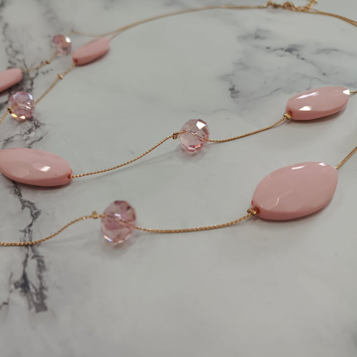 Faceted Oval Bead Double-Layer Necklace