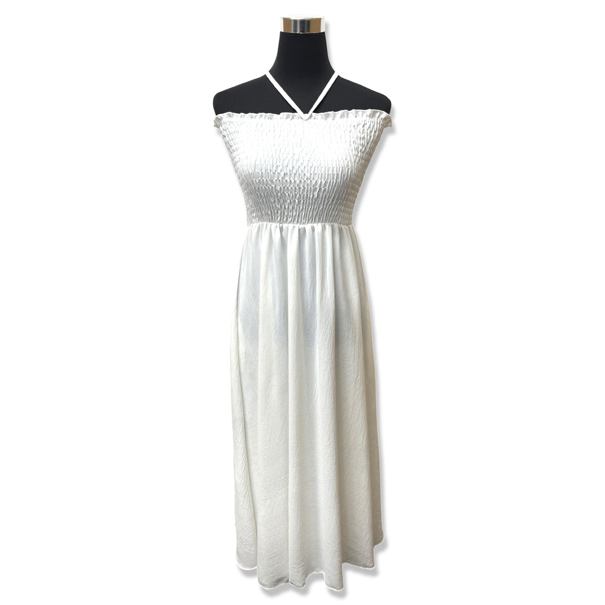 LADIES BACK TIED MAXI DRESS SMOCK SUPER STRETCHY