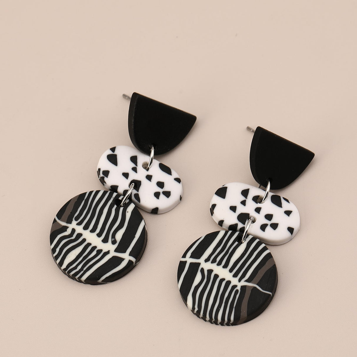 Black And White Multishape Earrings