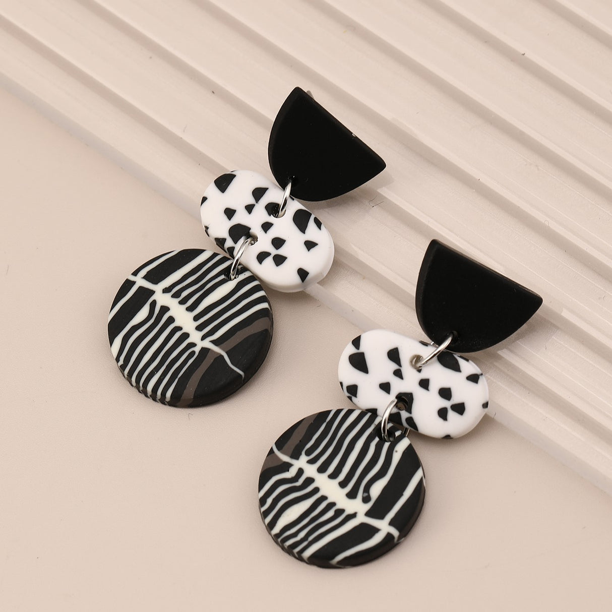 Black And White Multishape Earrings