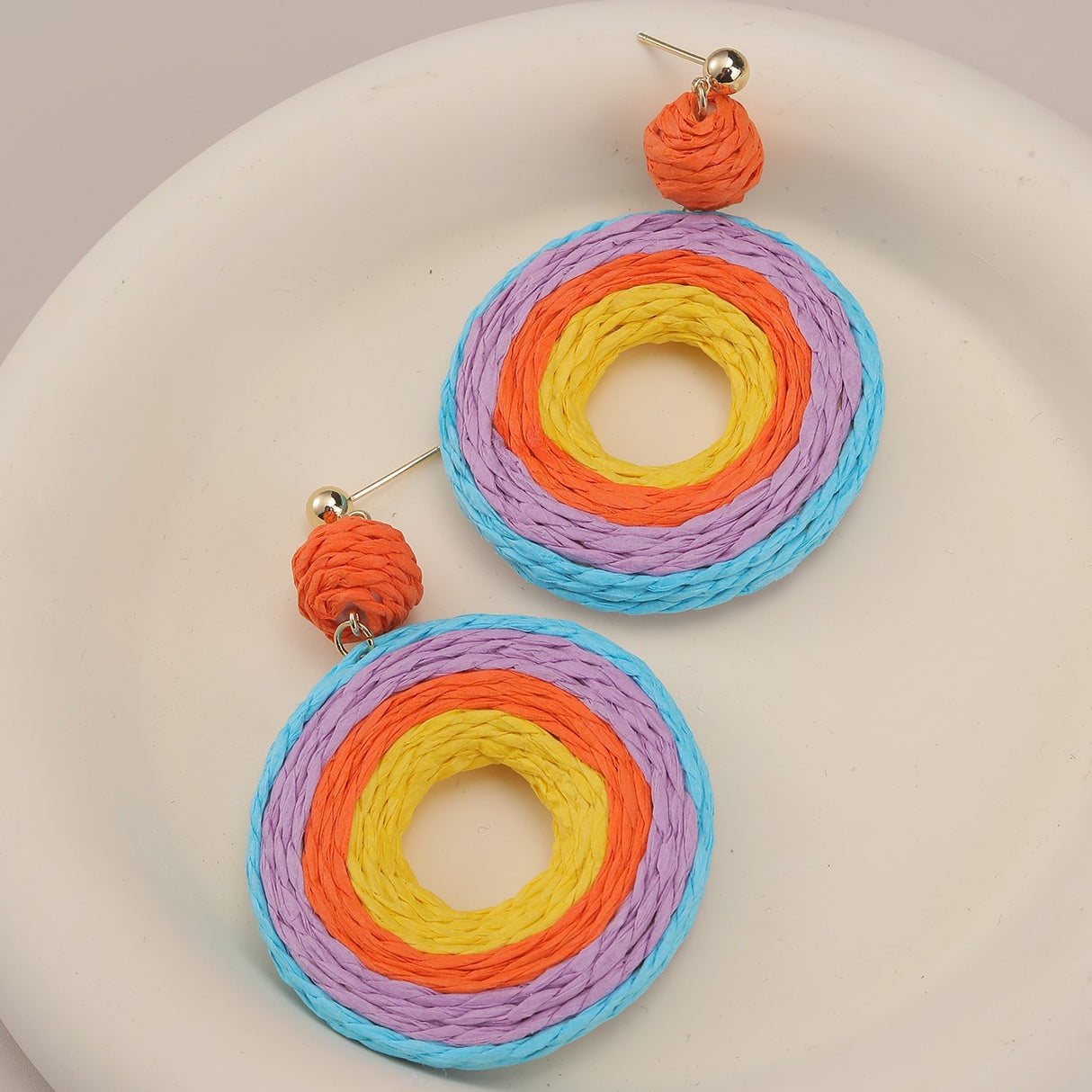 Mulitcolour Circle Knitted Earrings