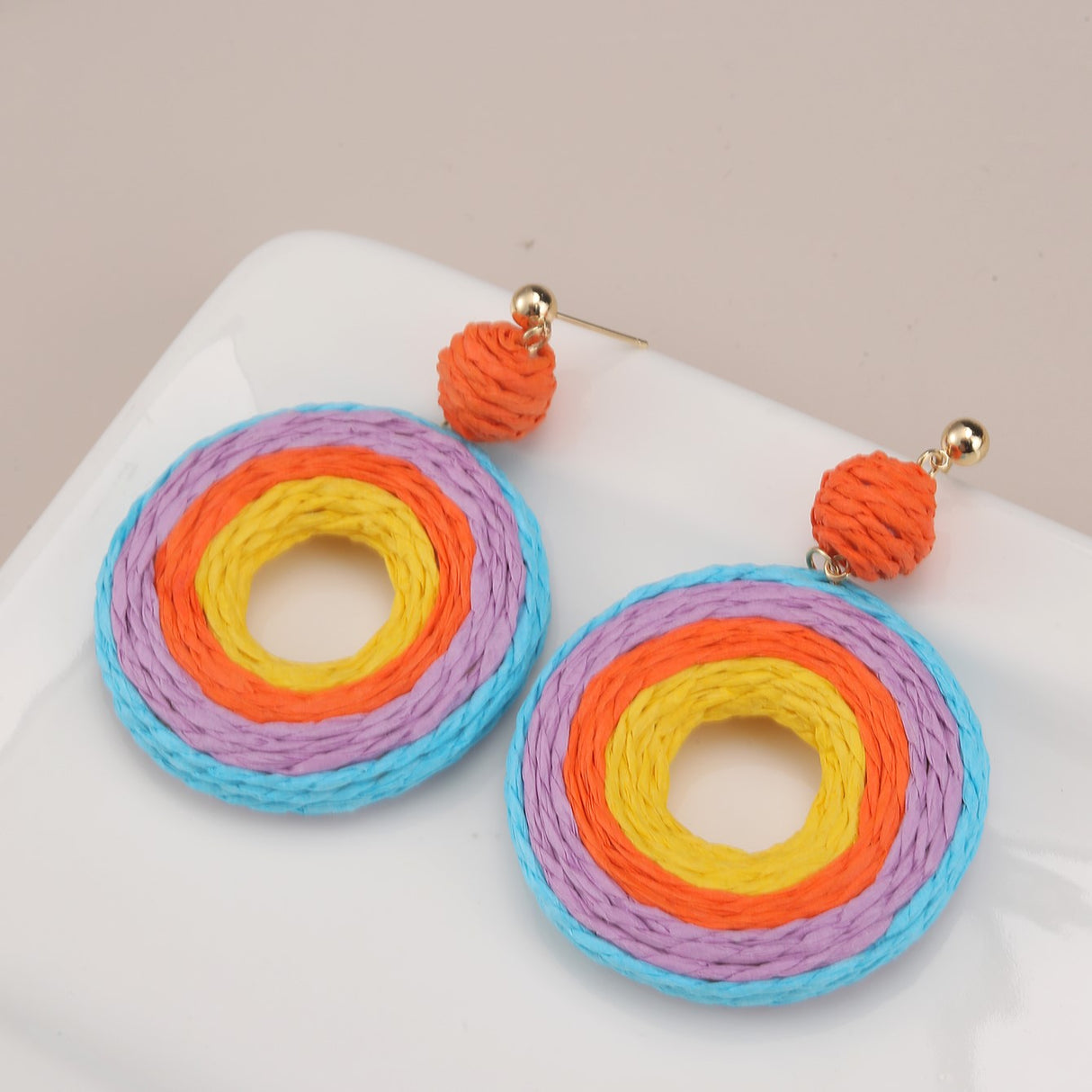 Mulitcolour Circle Knitted Earrings
