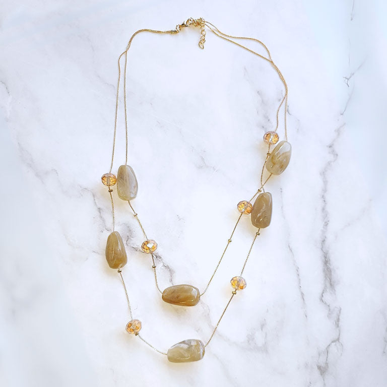 Double-Layer Statement Beaded Necklace