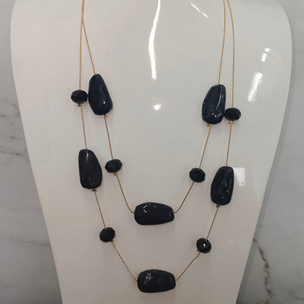 Double-Layer Statement Beaded Necklace