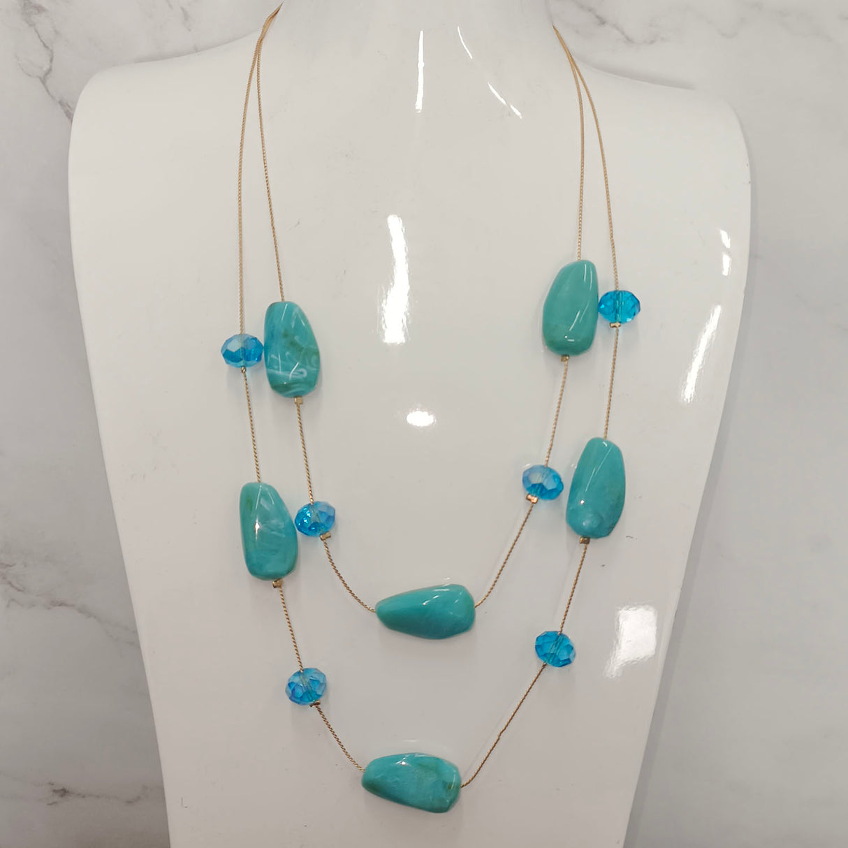 Double-Layer Statement Beaded Necklace