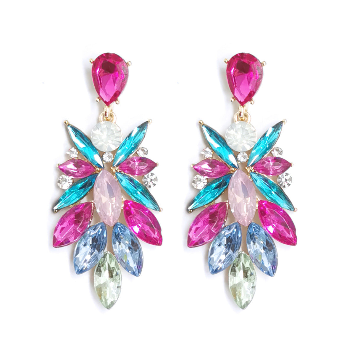 Large Fashion Earrings with Rhinestones - Multicolour EC1502005ML