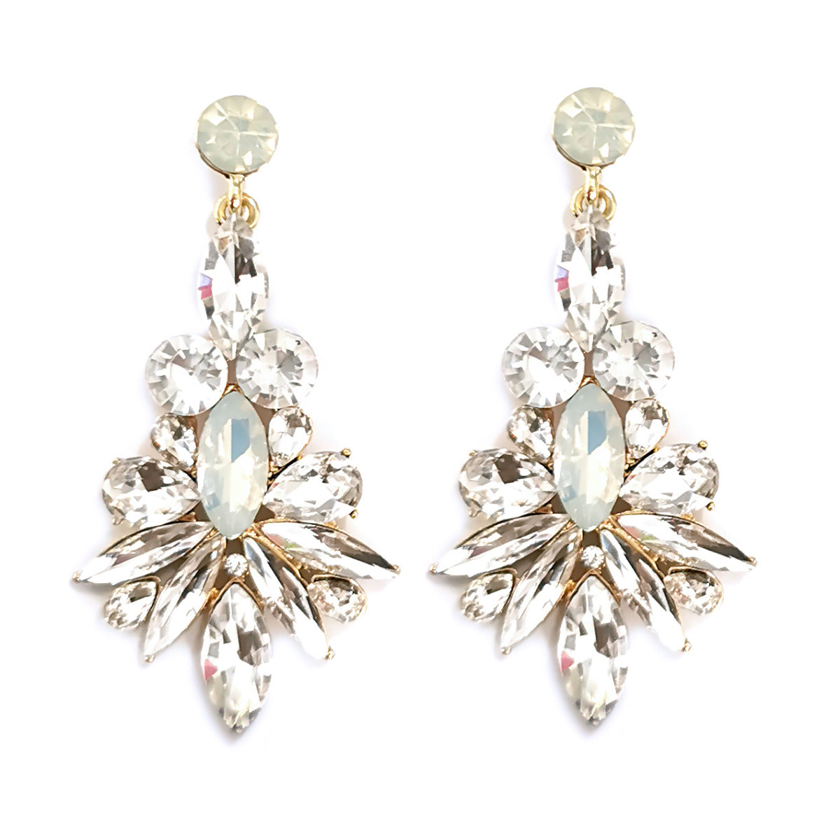 Large Tear-Drop Rhinestone Earrings EC1502006WT