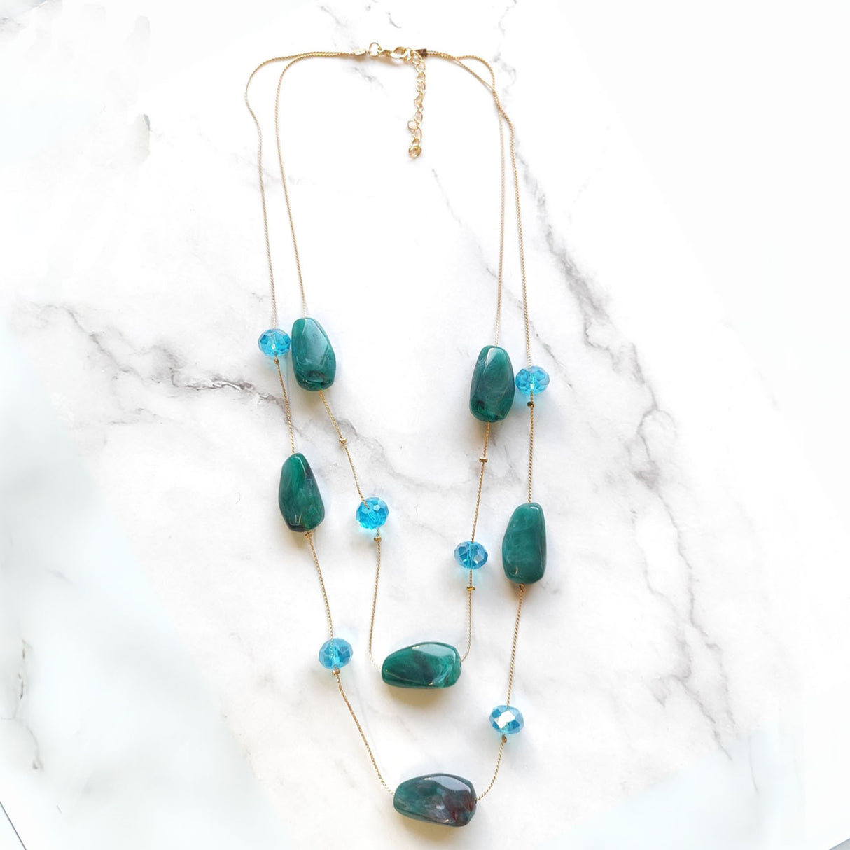 Double-Layer Statement Beaded Necklace