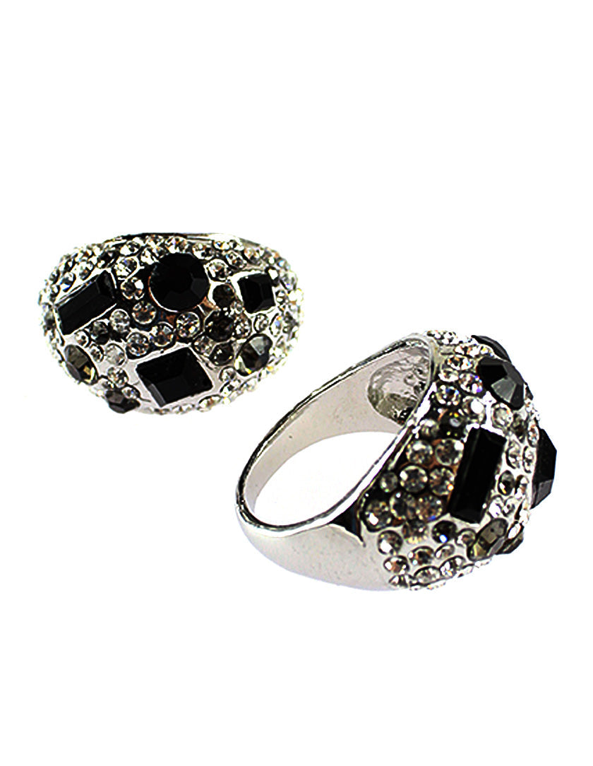 Embellished Ring - Silver-Black (RY1409021)