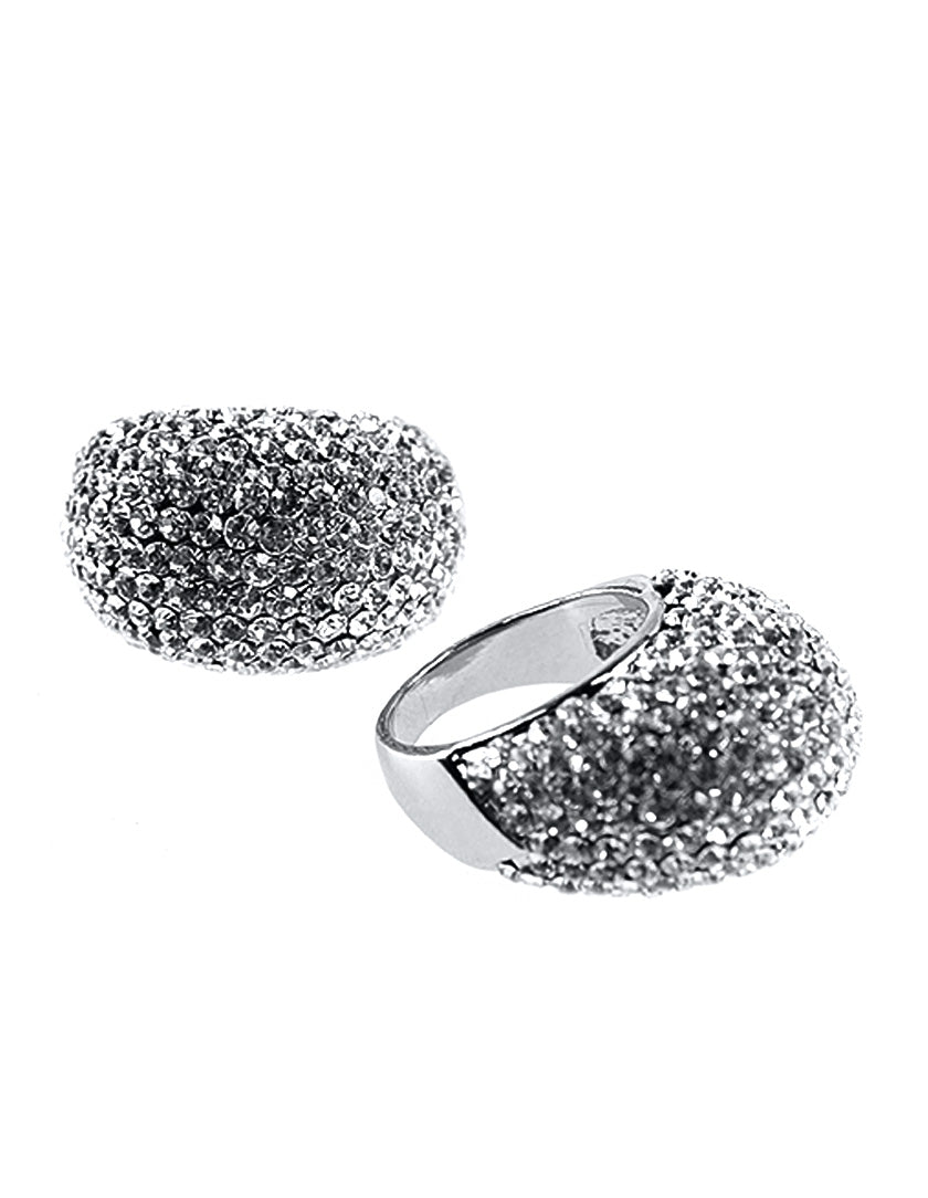 Ellipse Steel Pave Diamante Cocktail Ring - Silver (RY1409027SL)
