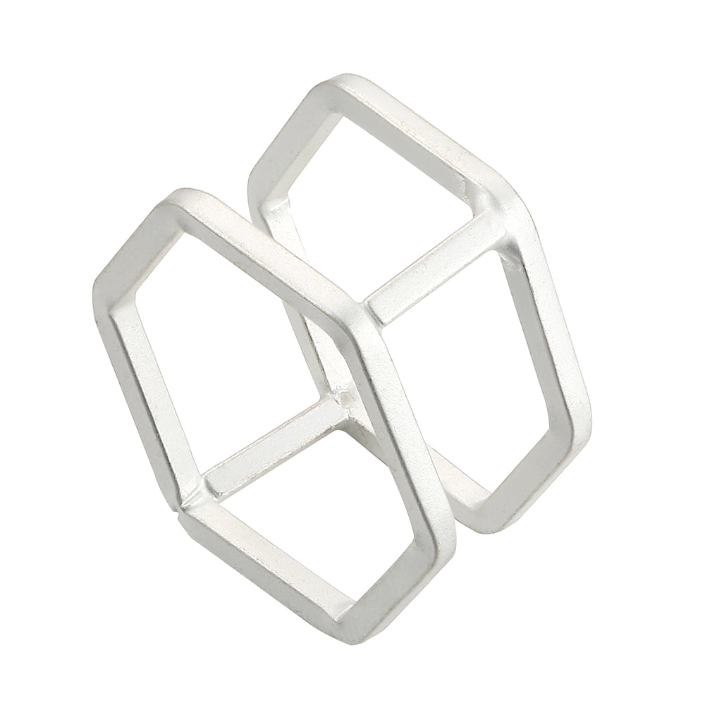 Geometric 3D Hexagon Ring  - Silver (Matte Finish)