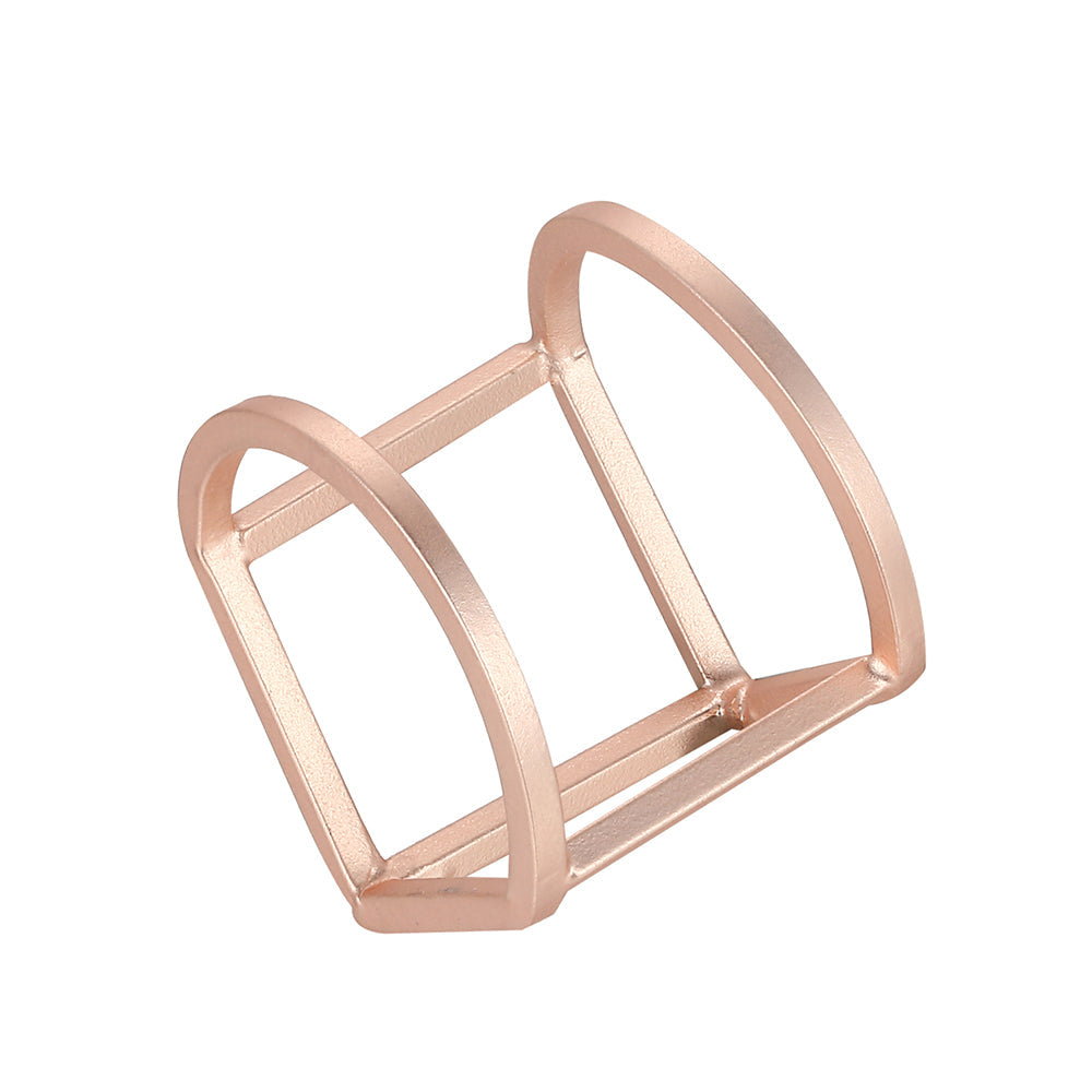 Geometric 3D U Hoop Shape Ring - Rose Gold (Matte Finish)