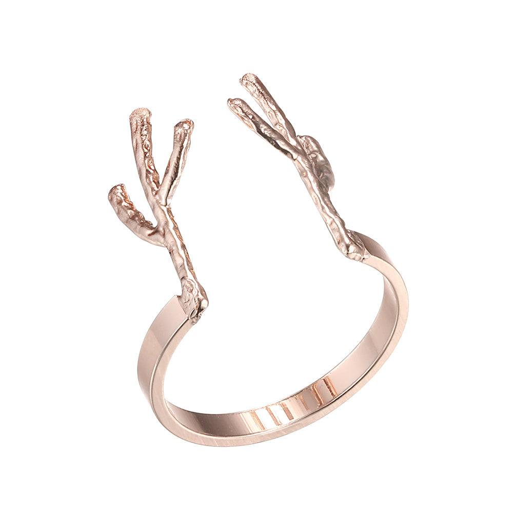 Geometric Deer Antlers Ring - Rose Gold (Gloss Finish)